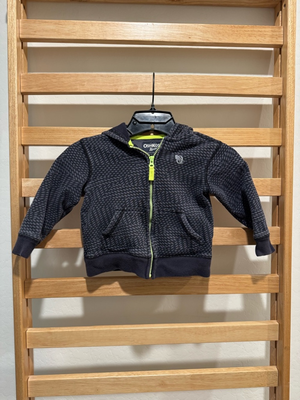 OshKosh B'gosh Navy Hoodie with Neon Green Zipper